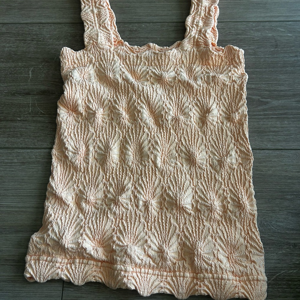 Vici Light Peach Textured Tank Top